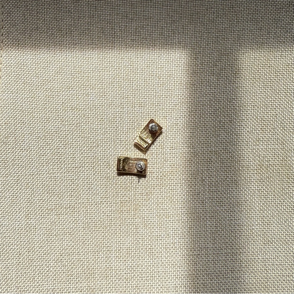 Vintage Gold Rectangular Earrings - image 2